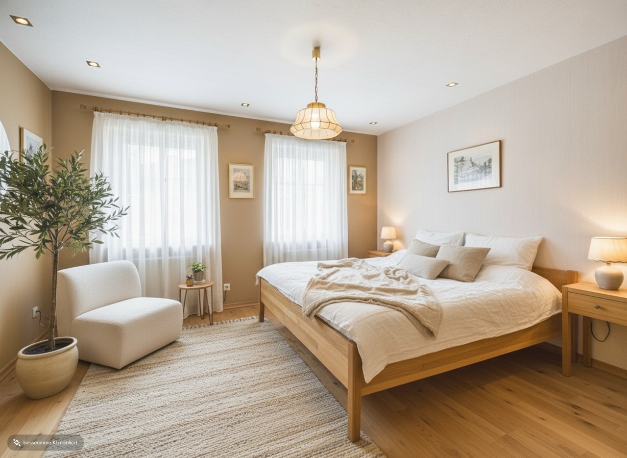 Schlafzimmer KI möbliert