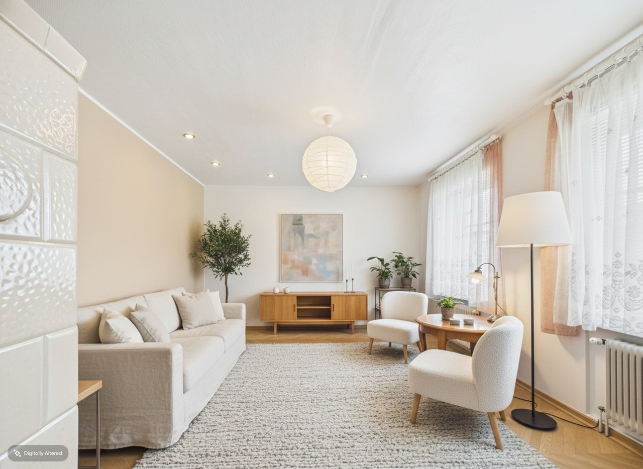Wohnlounge KI möbliert